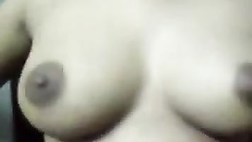 Young newly married Indian wife stripping her bra and blouse loosen up her soft big breast in front of her man.