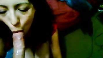 Gorgeous punjabi gf getting fucked doggy style and then her boyfriend pumping his dick to cum inside her mouth.