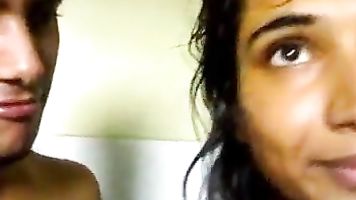 Indian GF gives a blowjob in the shower.