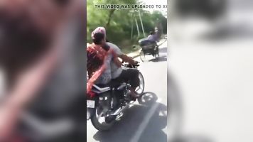 punjabi aunty giving jerking on bike