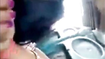 Indian aunty holding cock in train